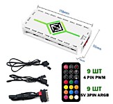 Контроллер ARGB 9 кулеров, 4pin PWM, SATA, с пультом, белый